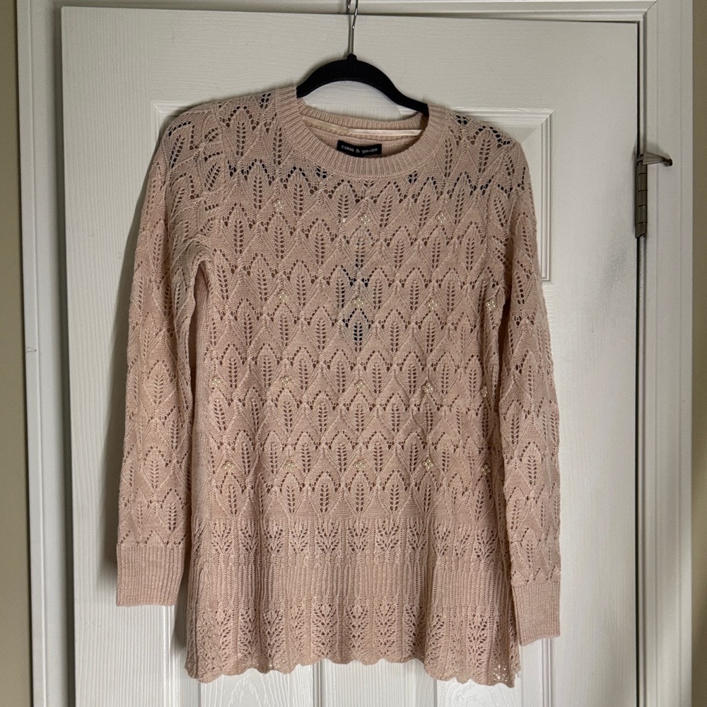 Cable & Gauge Light Pink Lace Knit Sweater